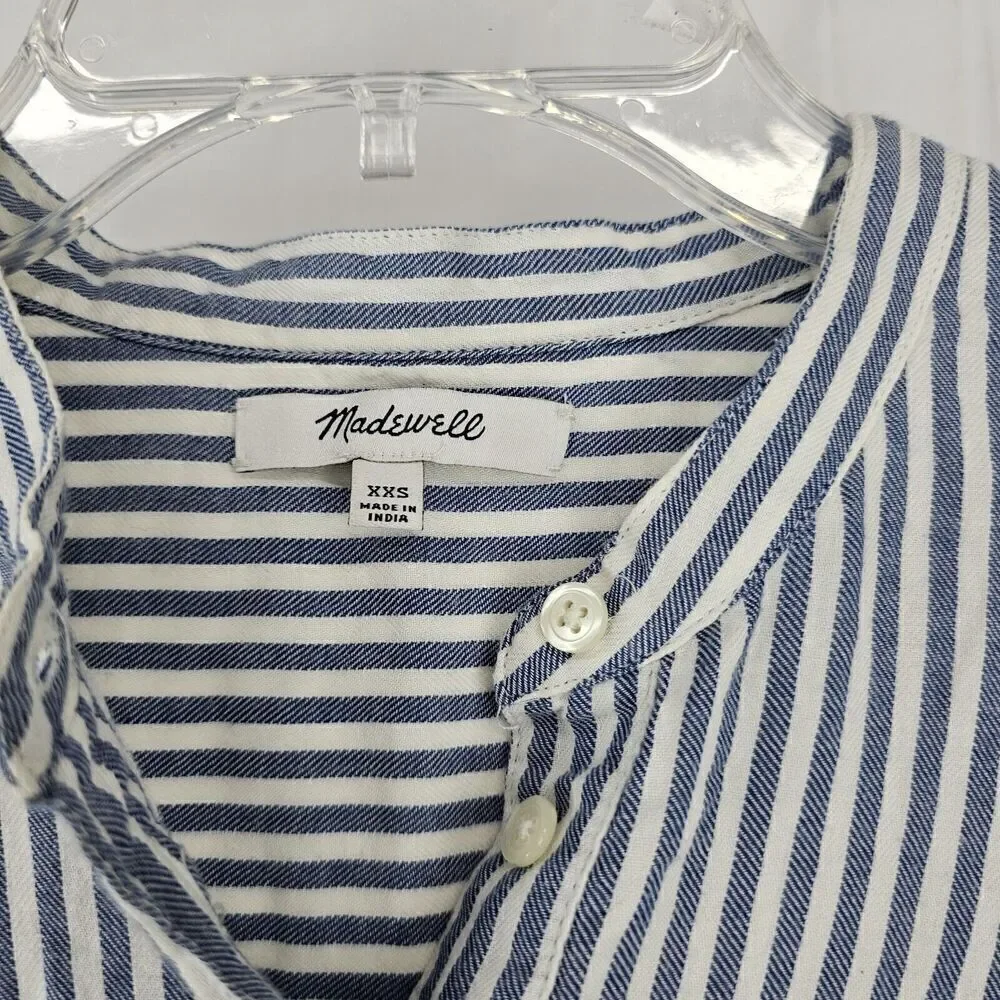 Madewell | Puff-Sleeve Popover Shirt in Railroad Stripe Size XXS
